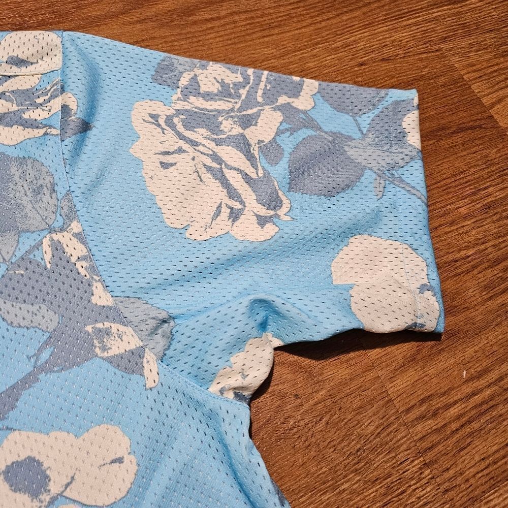 Nike Rose City Mesh Button-Up Shirt Dri-Fit Floral Men's Medium Blue FJ1650-499 - Picture 8 of 12